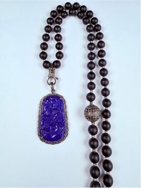 Armenta Lapis Lazuli Diamond 925 Sterling Silver Onyx Bead Old World Necklace